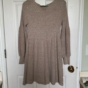 SHEIN Taupe Knit Long Sleeve Swing Dress